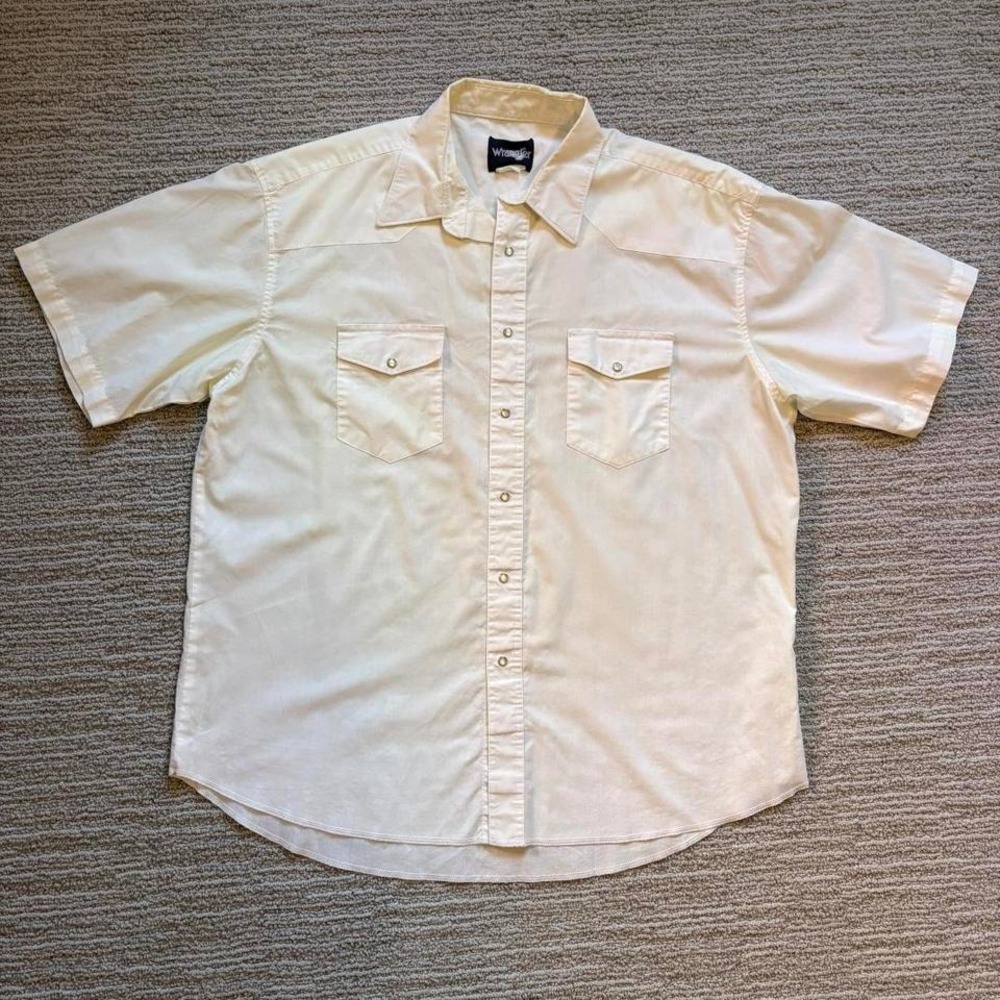 Wrangler vintage short sleeve shirt button up western ranch wear men's XL rodeo